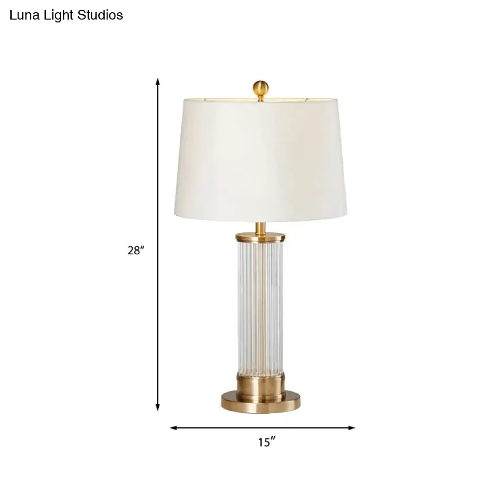 Modernist Gold Desk Lamp with Beveled Crystal Shade - Small 1 Bulb Task Lighting