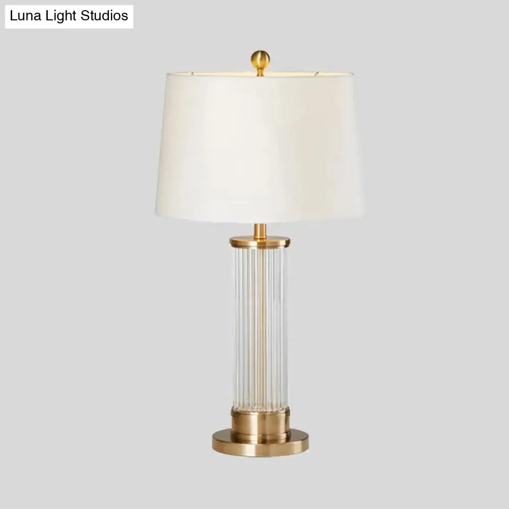 Modernist Gold Desk Lamp with Beveled Crystal Shade - Small 1 Bulb Task Lighting