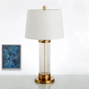 Modernist Gold Desk Lamp with Beveled Crystal Shade - Small 1 Bulb Task Lighting