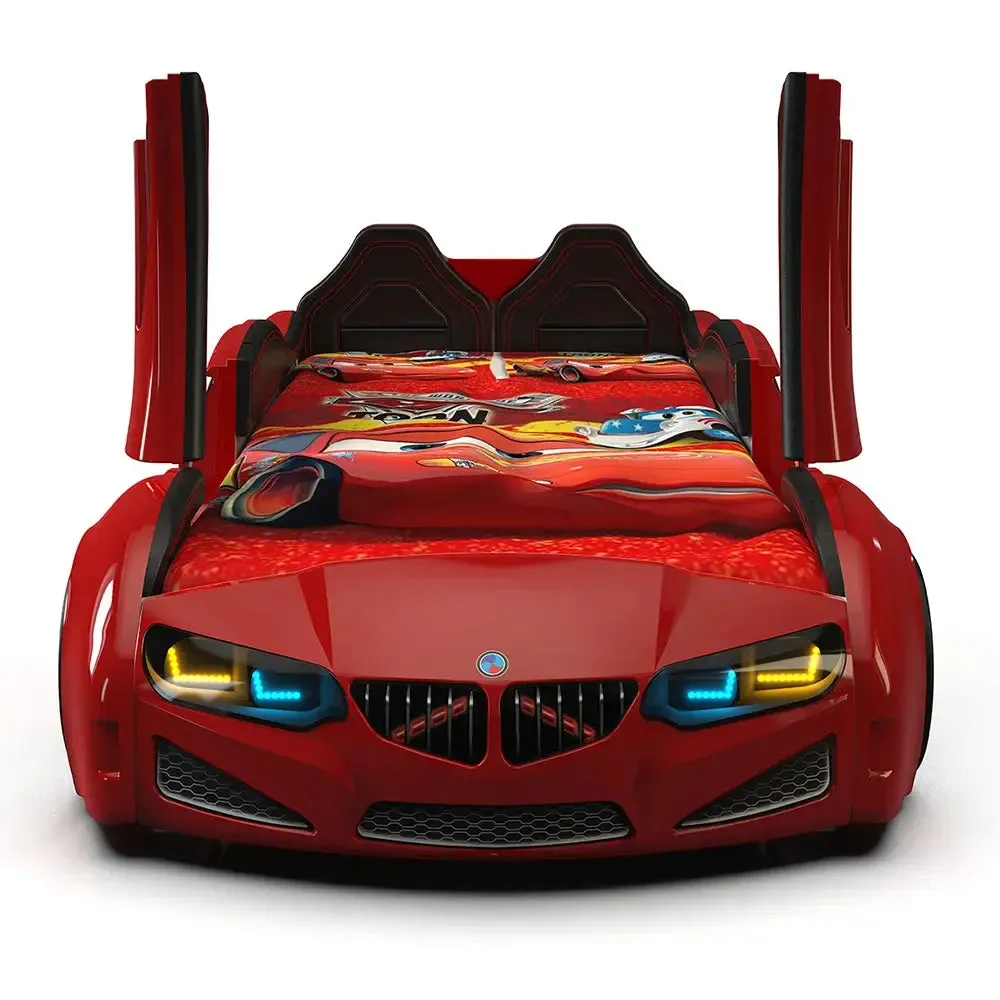 MZ Super Race Car Bed For Kids w/LEDs & Sound Effects