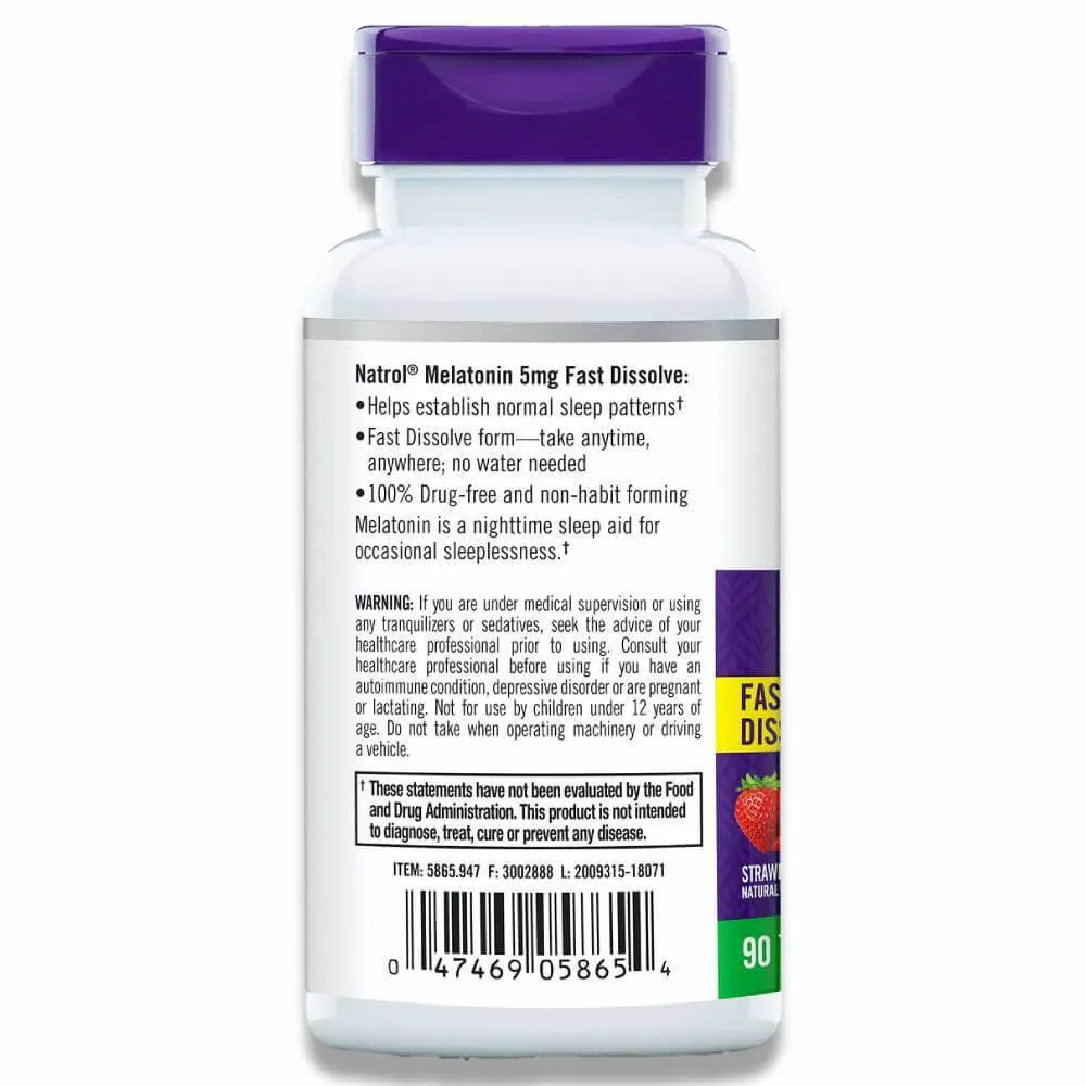 Natrol - Melatonin Fast Dissolve Strawberry  5 mg 90 Tablets - 12 Pack