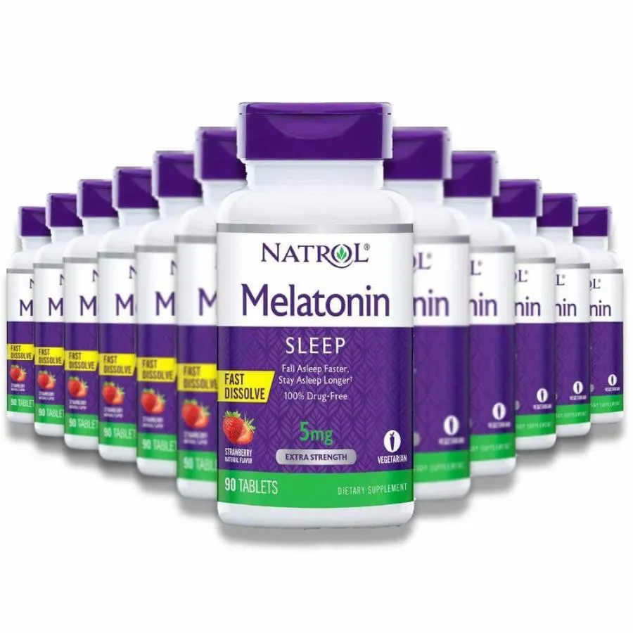 Natrol - Melatonin Fast Dissolve Strawberry  5 mg 90 Tablets - 12 Pack