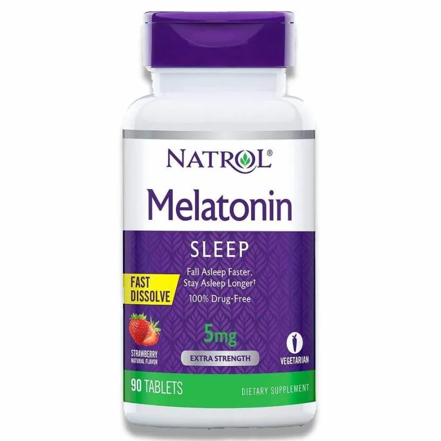 Natrol - Melatonin Fast Dissolve Strawberry  5 mg 90 Tablets - 12 Pack