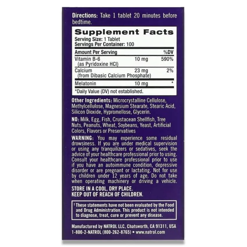 Natrol - Melatonin Sleep, Time Release - 10 mg - 100 Tablets - 12 Pack