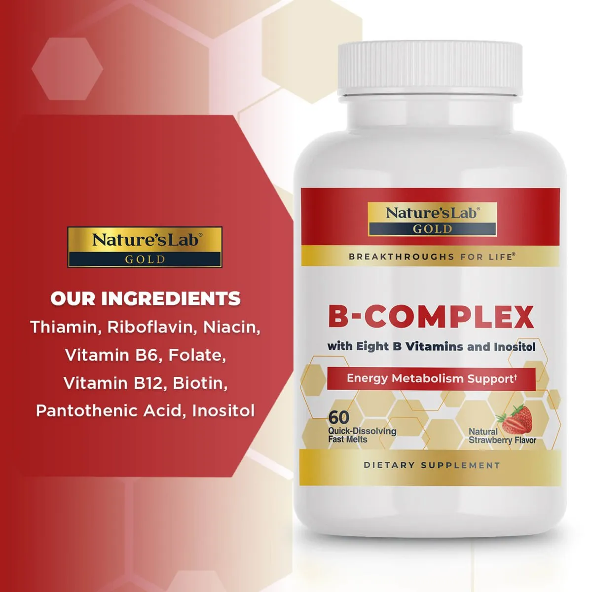 Nature's Lab Gold B-Complex - 60 Fast Melts