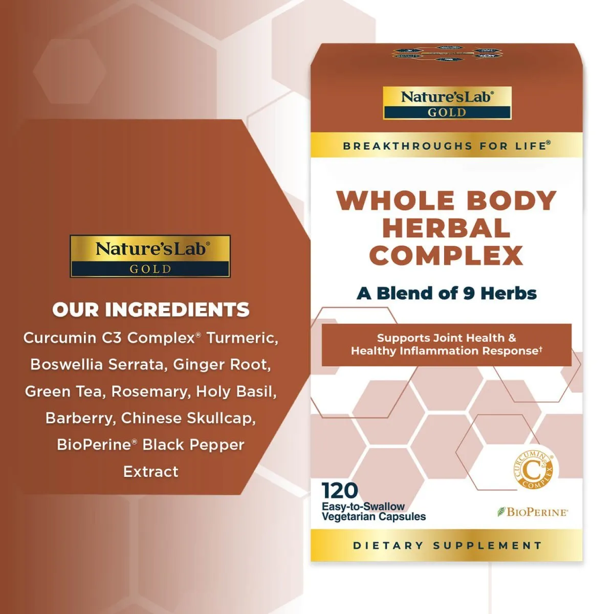 Nature's Lab Gold Whole Body Herbal Complex - 120 Capsules