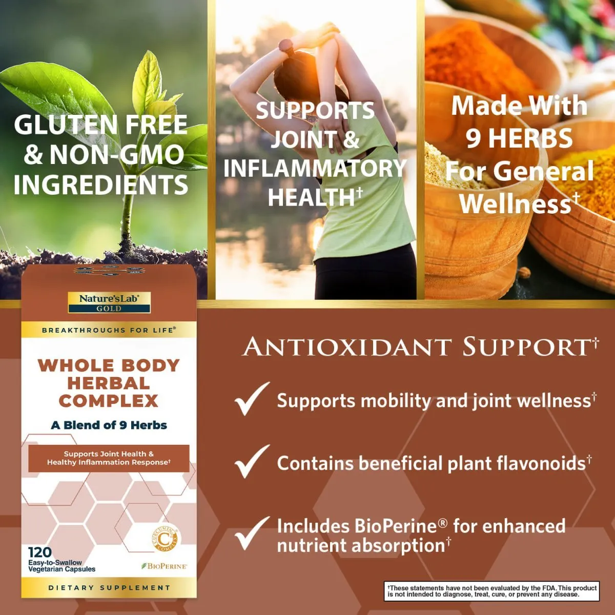 Nature's Lab Gold Whole Body Herbal Complex - 120 Capsules