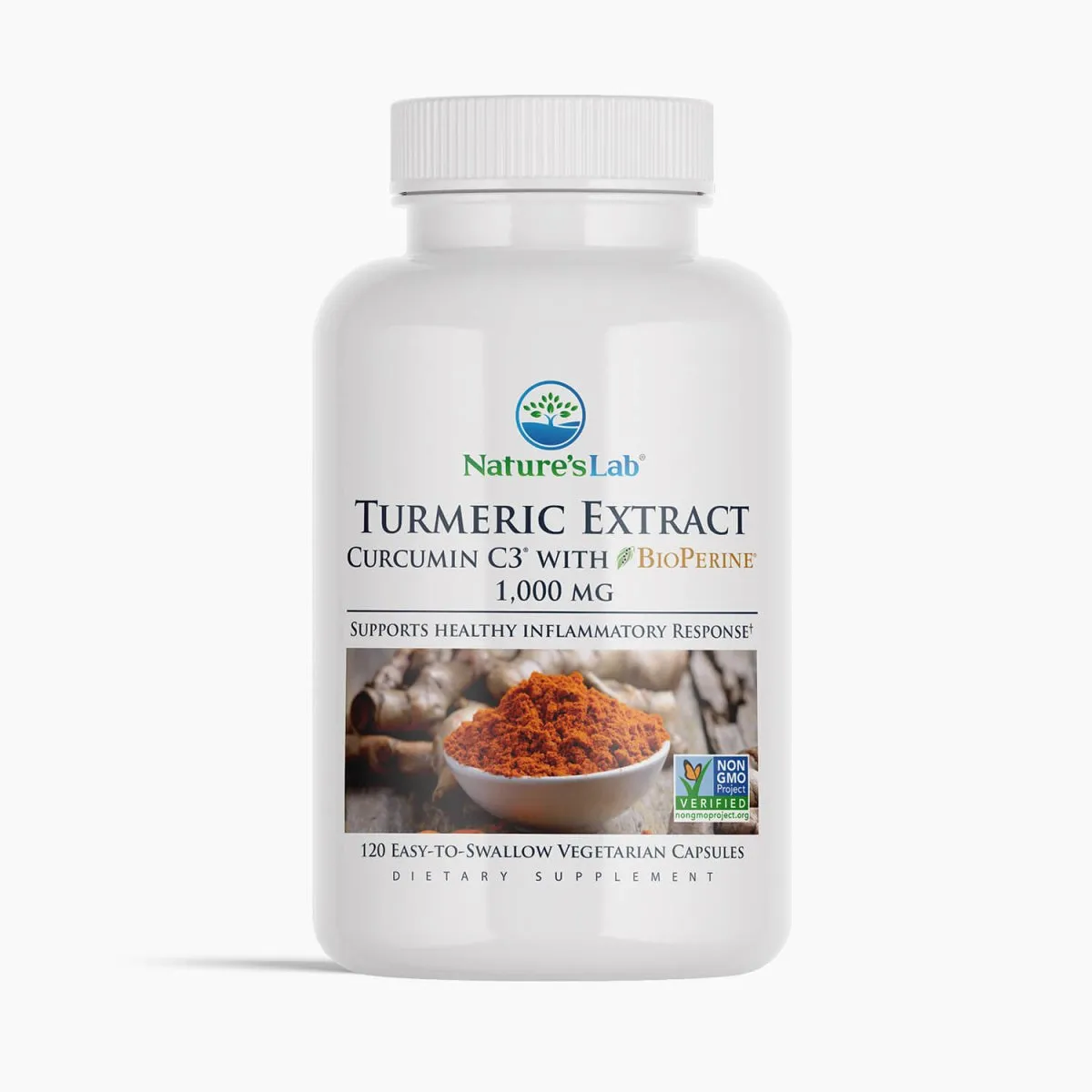 Nature's Lab Turmeric Extract with Curcumin C3 and BioPerine  - 120 Capsules