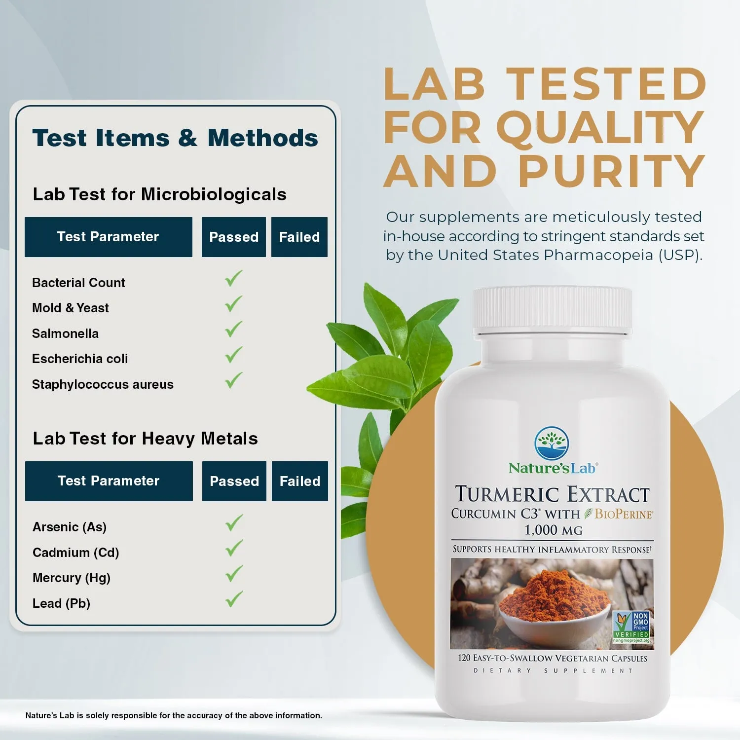 Nature's Lab Turmeric Extract with Curcumin C3 and BioPerine  - 120 Capsules
