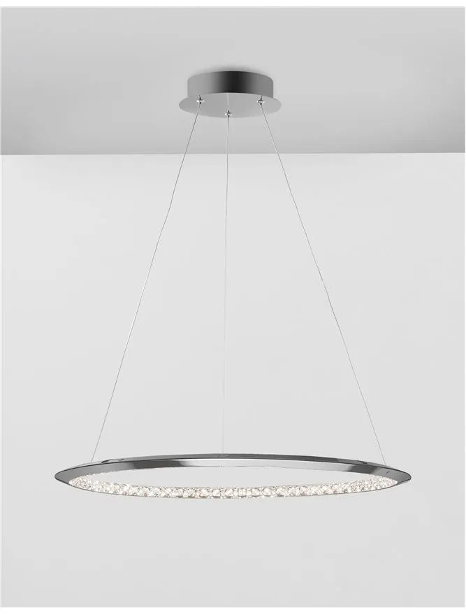 NET Chrome Aluminium & Crystal Adjustable Single Ring Dimmable Pendant Small - ID 10471