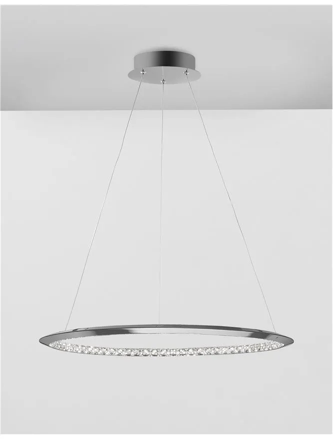 NET Chrome Aluminium & Crystal Adjustable Single Ring Dimmable Pendant Small - ID 10471