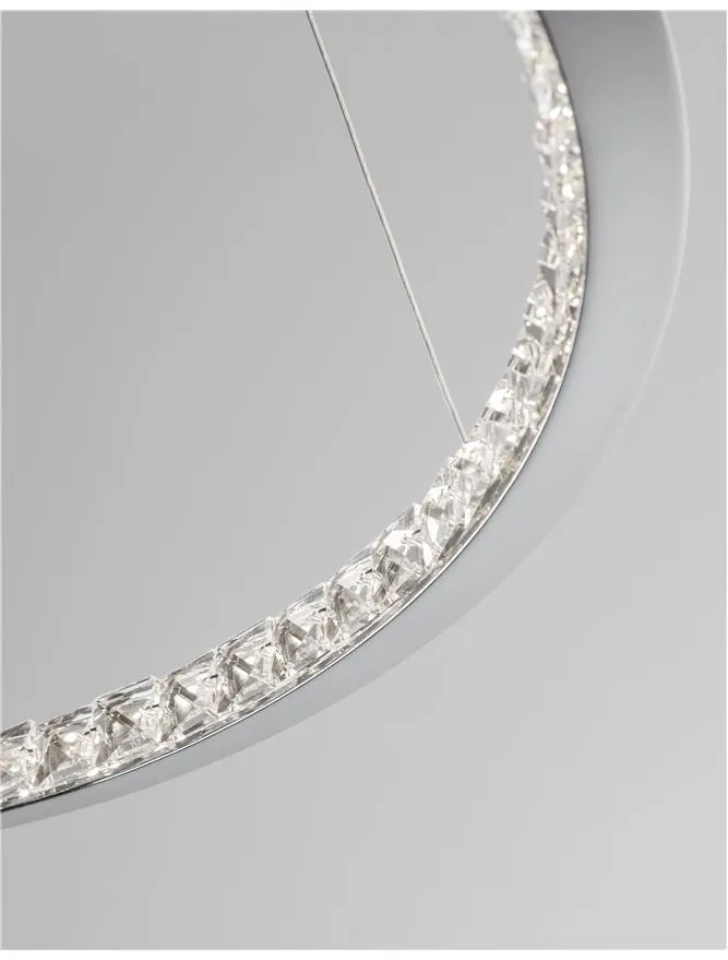 NET Chrome Aluminium & Crystal Adjustable Single Ring Dimmable Pendant Small - ID 10471