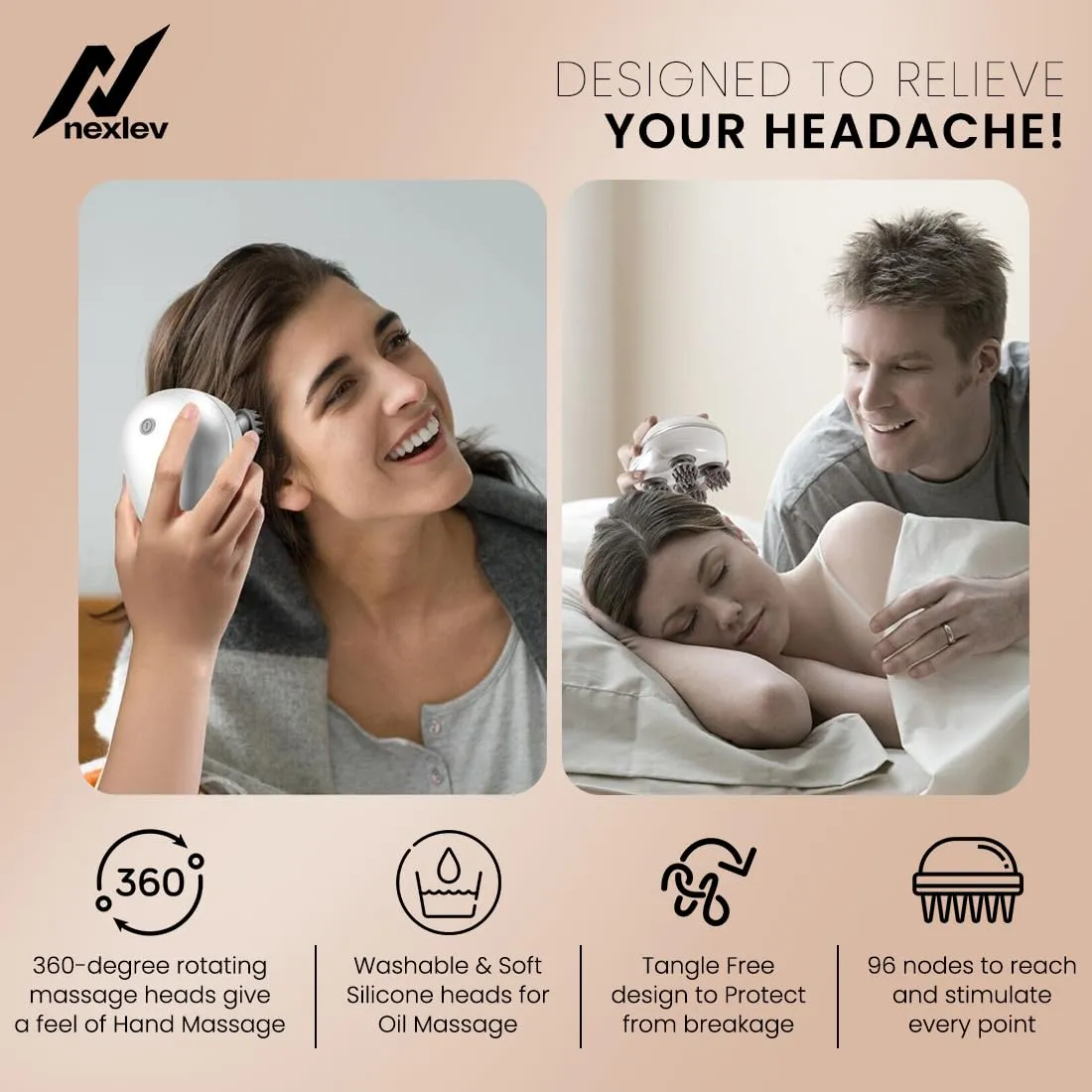 Nexlev-GROW Electric Head & Body Massager | HM-02 (Cred)