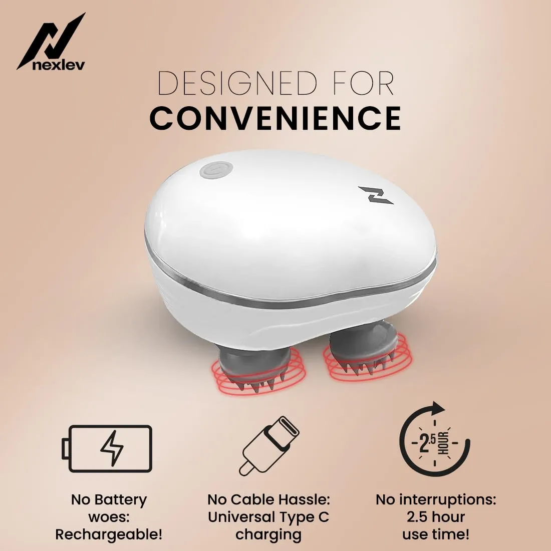 Nexlev-GROW Electric Head & Body Massager | HM-02 (Cred)