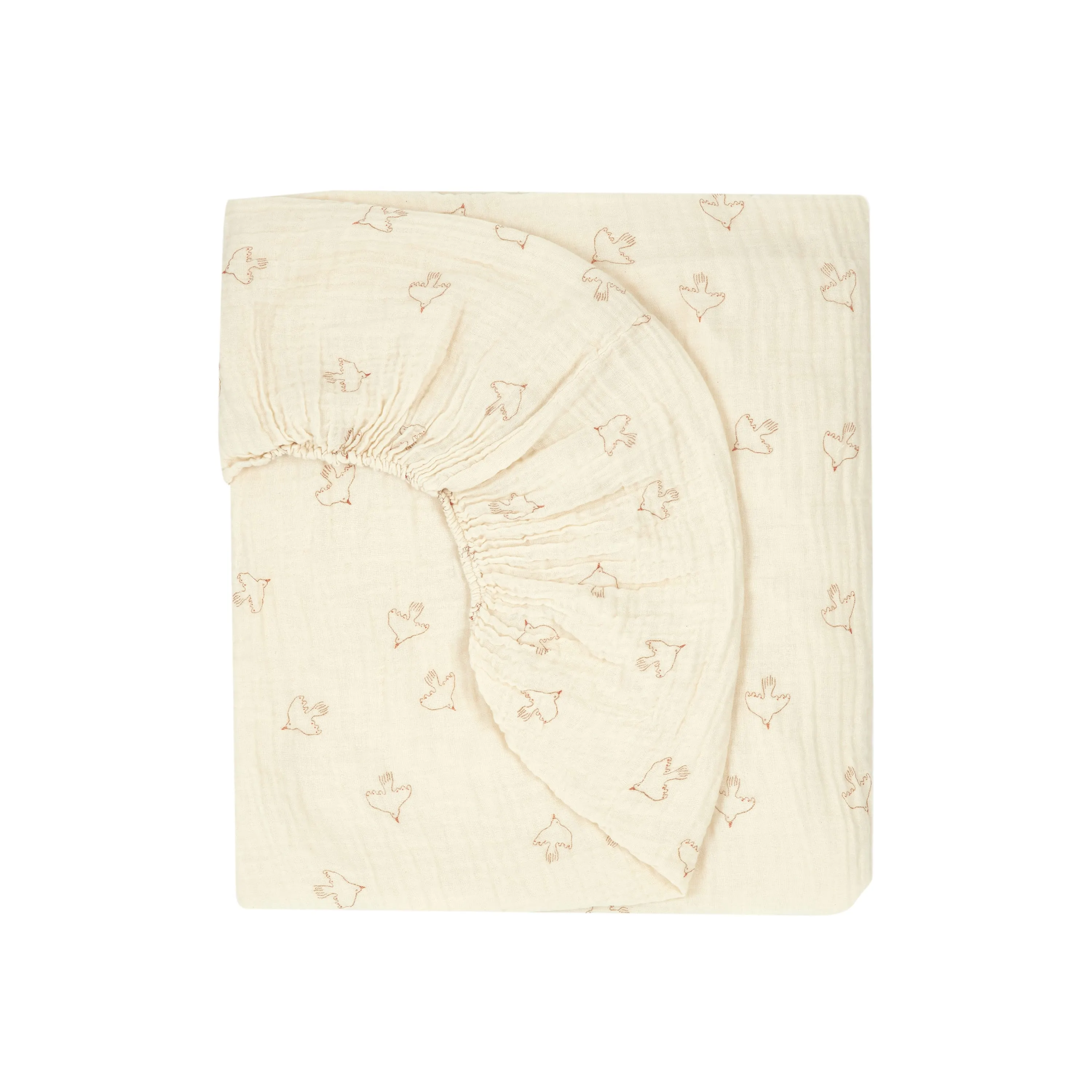 Nobodinoz Fitted Cot Sheet Wabi-Sabi Brown Hoshi Birds