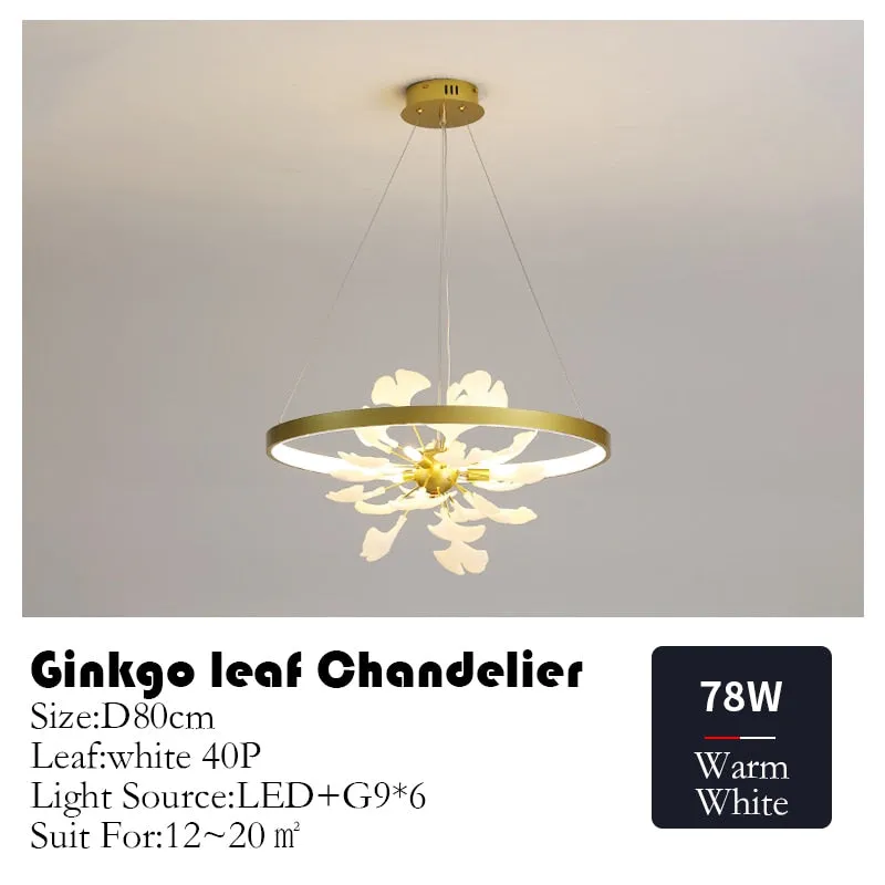 Nordic Minimalist Pendant lights Living Room Geometric Line Ginkgo Lamp Simple Modern Luxury Bedroom Dining Room Chandelier