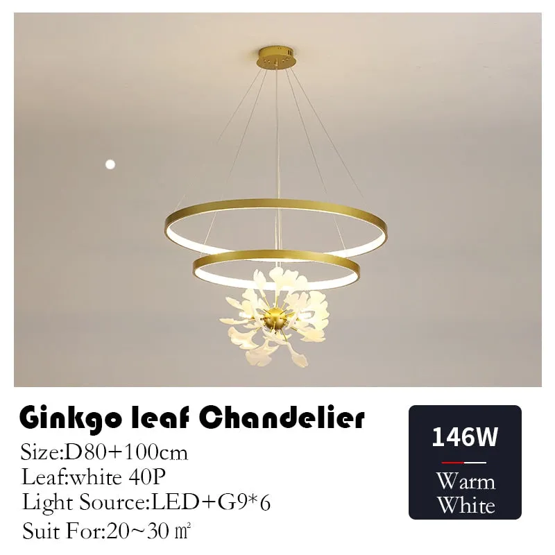 Nordic Minimalist Pendant lights Living Room Geometric Line Ginkgo Lamp Simple Modern Luxury Bedroom Dining Room Chandelier