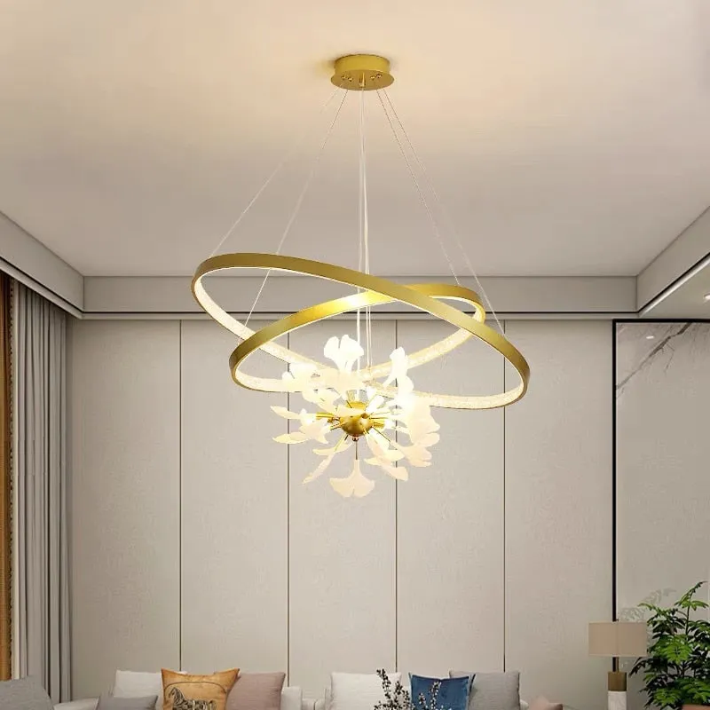 Nordic Minimalist Pendant lights Living Room Geometric Line Ginkgo Lamp Simple Modern Luxury Bedroom Dining Room Chandelier