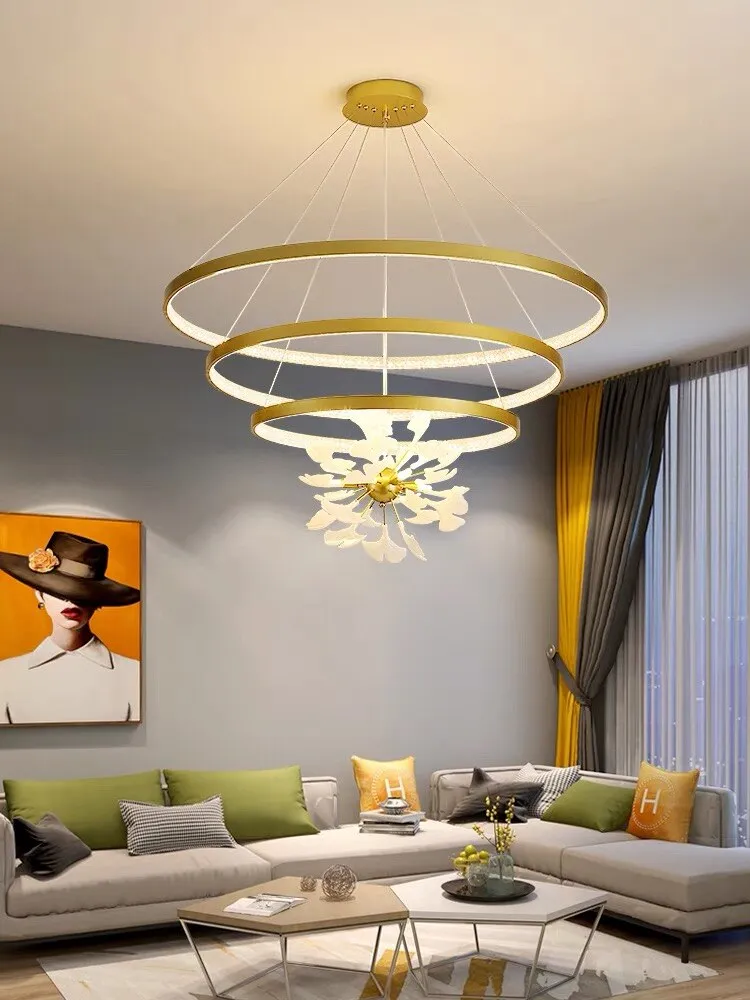 Nordic Minimalist Pendant lights Living Room Geometric Line Ginkgo Lamp Simple Modern Luxury Bedroom Dining Room Chandelier
