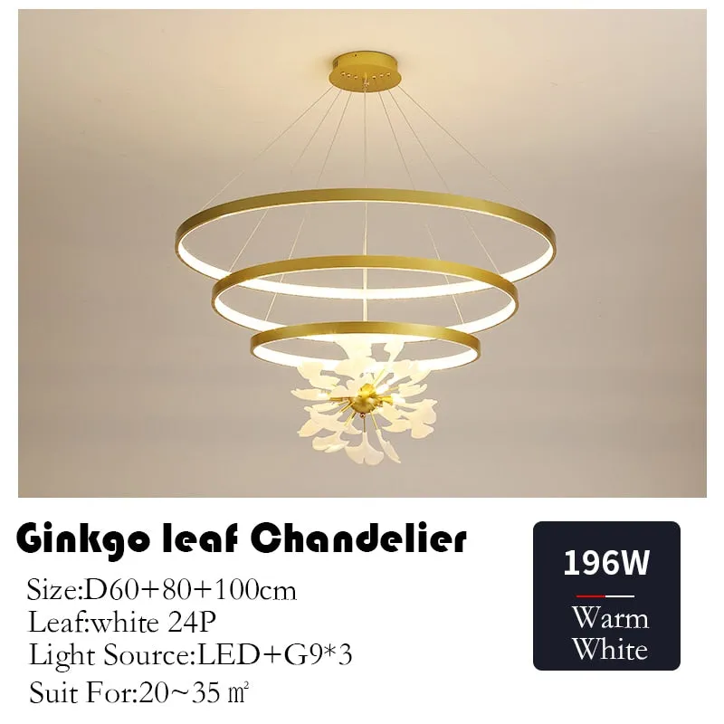 Nordic Minimalist Pendant lights Living Room Geometric Line Ginkgo Lamp Simple Modern Luxury Bedroom Dining Room Chandelier
