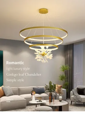 Nordic Minimalist Pendant lights Living Room Geometric Line Ginkgo Lamp Simple Modern Luxury Bedroom Dining Room Chandelier