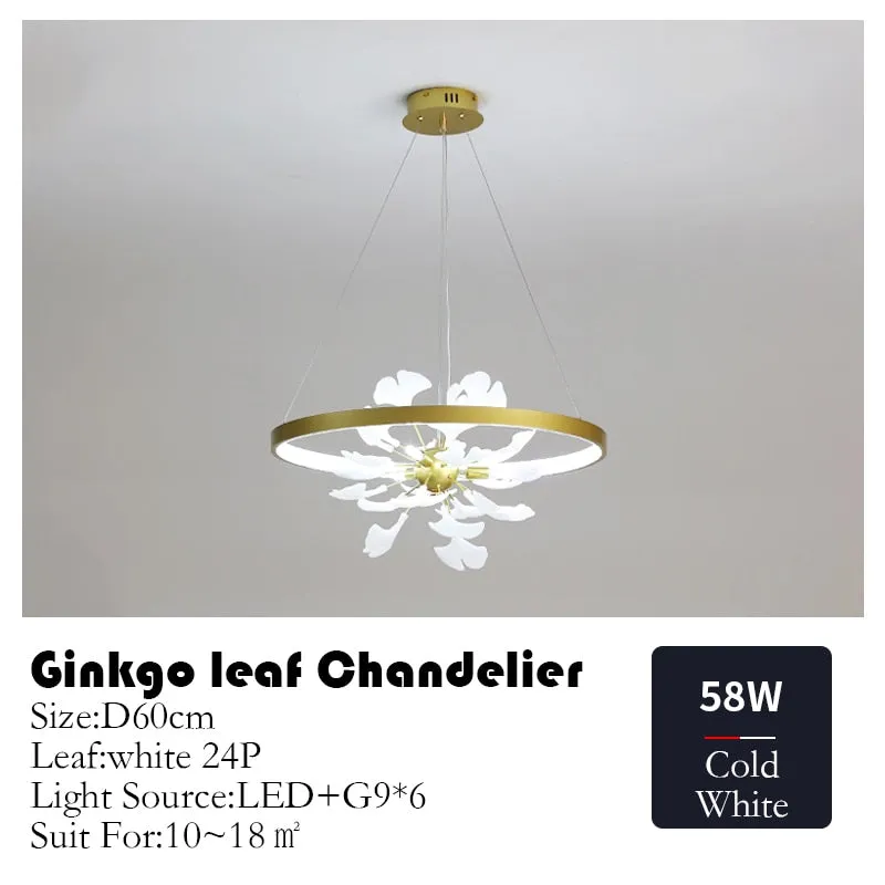 Nordic Minimalist Pendant lights Living Room Geometric Line Ginkgo Lamp Simple Modern Luxury Bedroom Dining Room Chandelier