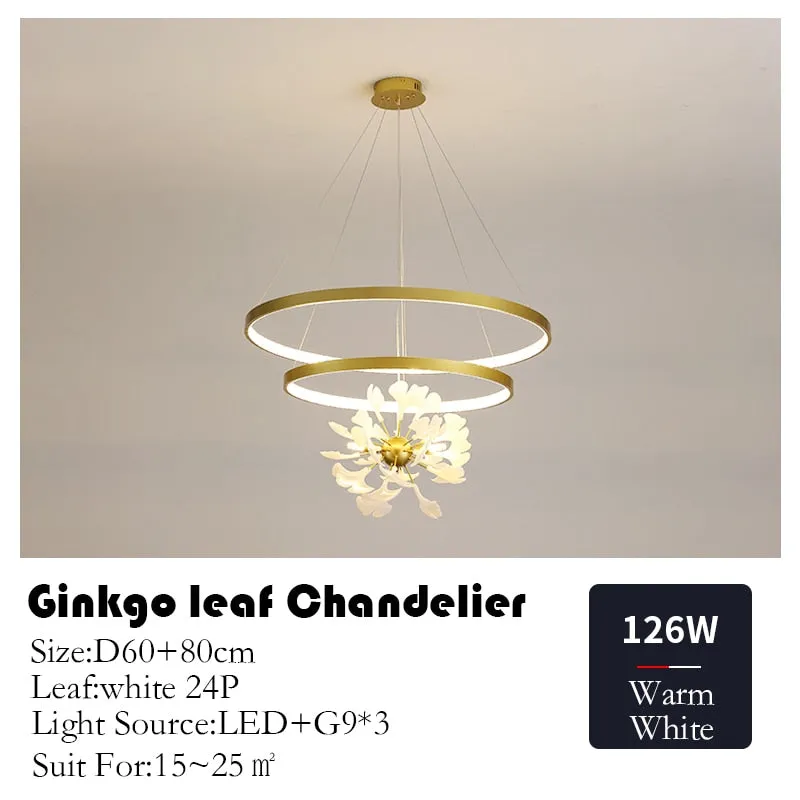 Nordic Minimalist Pendant lights Living Room Geometric Line Ginkgo Lamp Simple Modern Luxury Bedroom Dining Room Chandelier