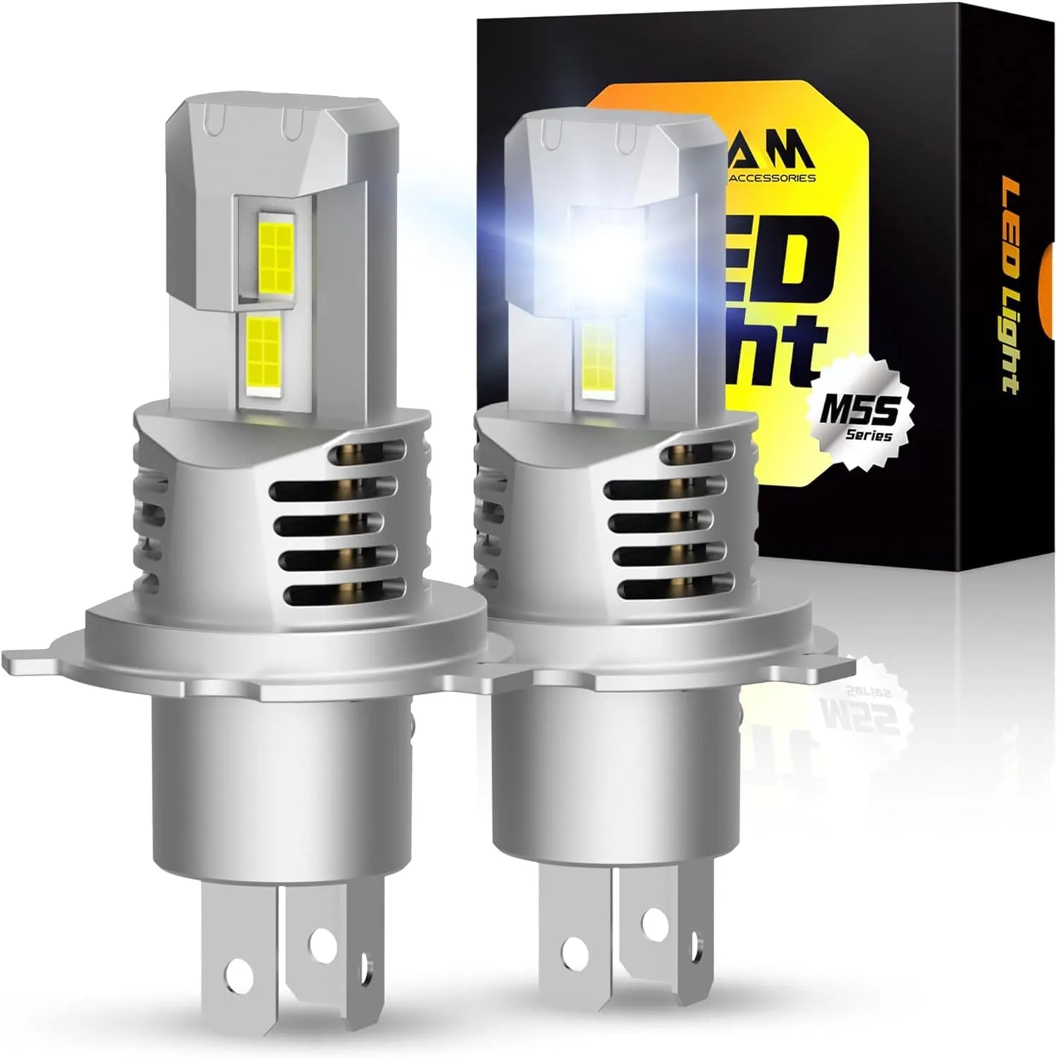 OXILAM H4/9003/HB2 Headlight Bulb, 24000LM Plug-N-Play, 6500K with Fan Canbus Error Free for Halogen Replacement LED lights