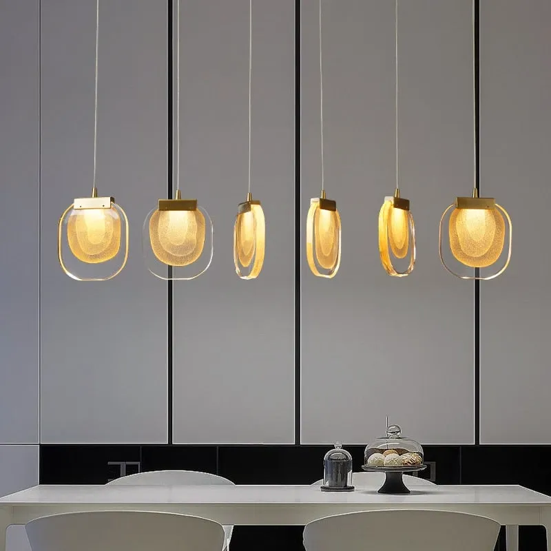 Post-modern Crystal Chandelier For Bedside Rotating Duplex Building Luxury Creative Personality Bar Copper Restaurant Droplight