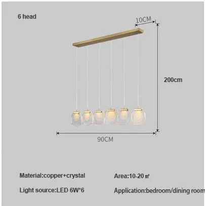 Post-modern Crystal Chandelier For Bedside Rotating Duplex Building Luxury Creative Personality Bar Copper Restaurant Droplight