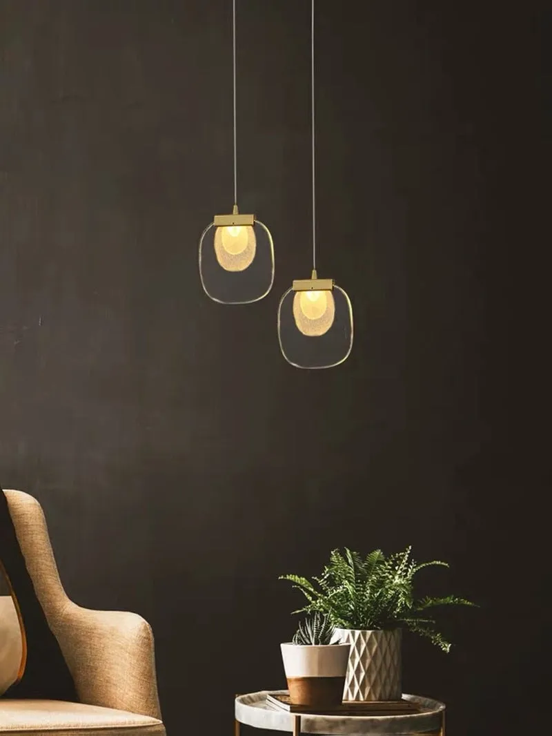 Post-modern Crystal Chandelier For Bedside Rotating Duplex Building Luxury Creative Personality Bar Copper Restaurant Droplight