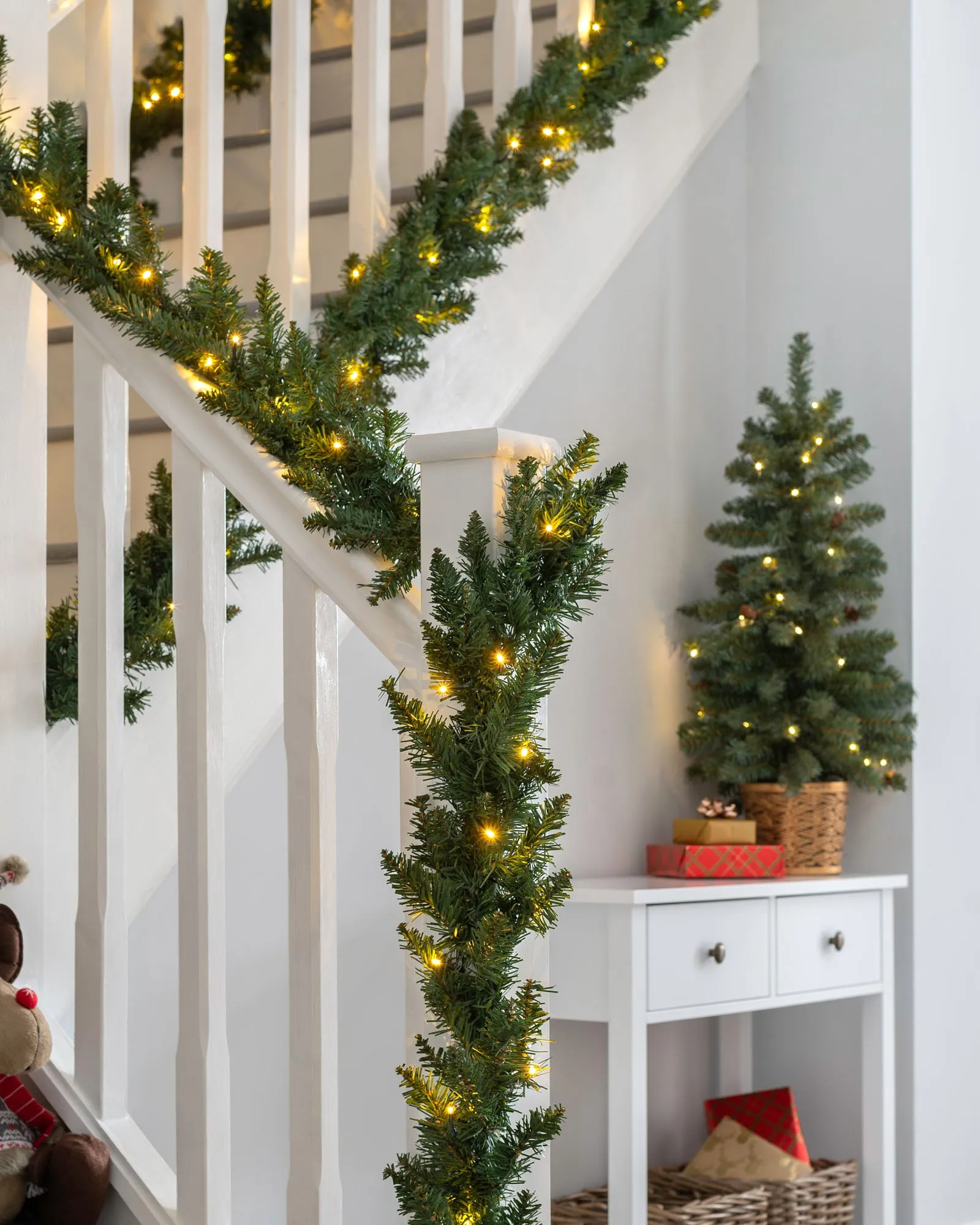 Pre-Lit Warm White LEDs Garland, 12 ft