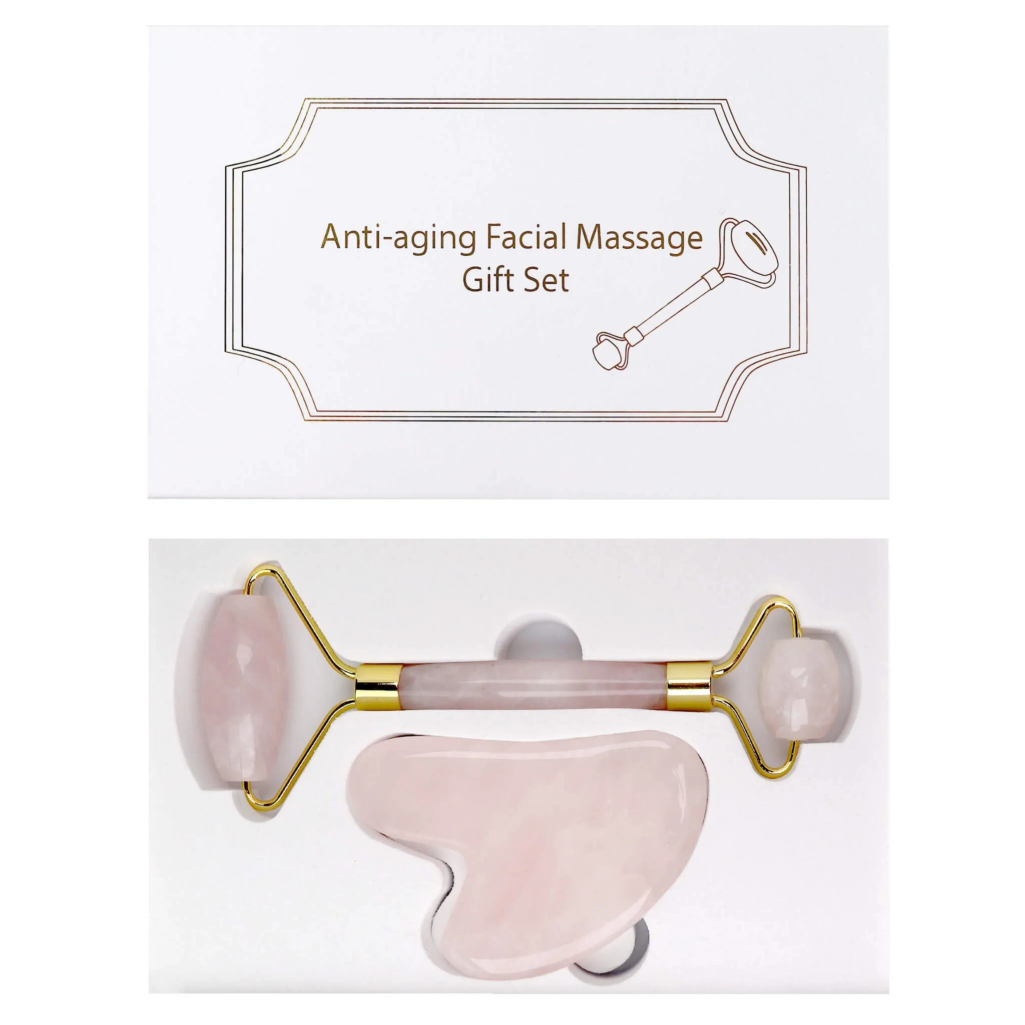 Quartz Facial Roller and Gua Sha Massage Set