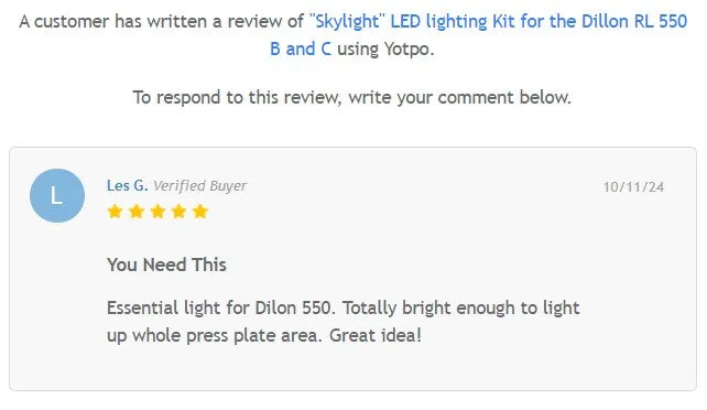 "Skylight" LED lighting Kit for the Dillon RL 550 B and C