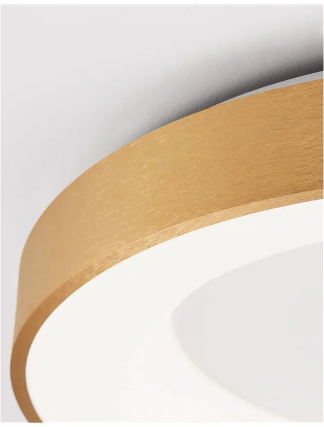 RAN Brushed Gold Aluminium & Acrylic Dimmable Warm Light Ring Flush Large - ID 10620