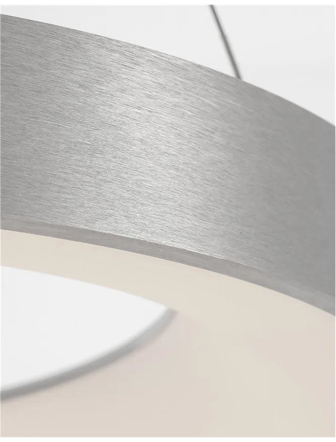 RAN Brushed Silver Aluminium & Acrylic Dimmable Warm Light Ring Pendant Large - ID 10421