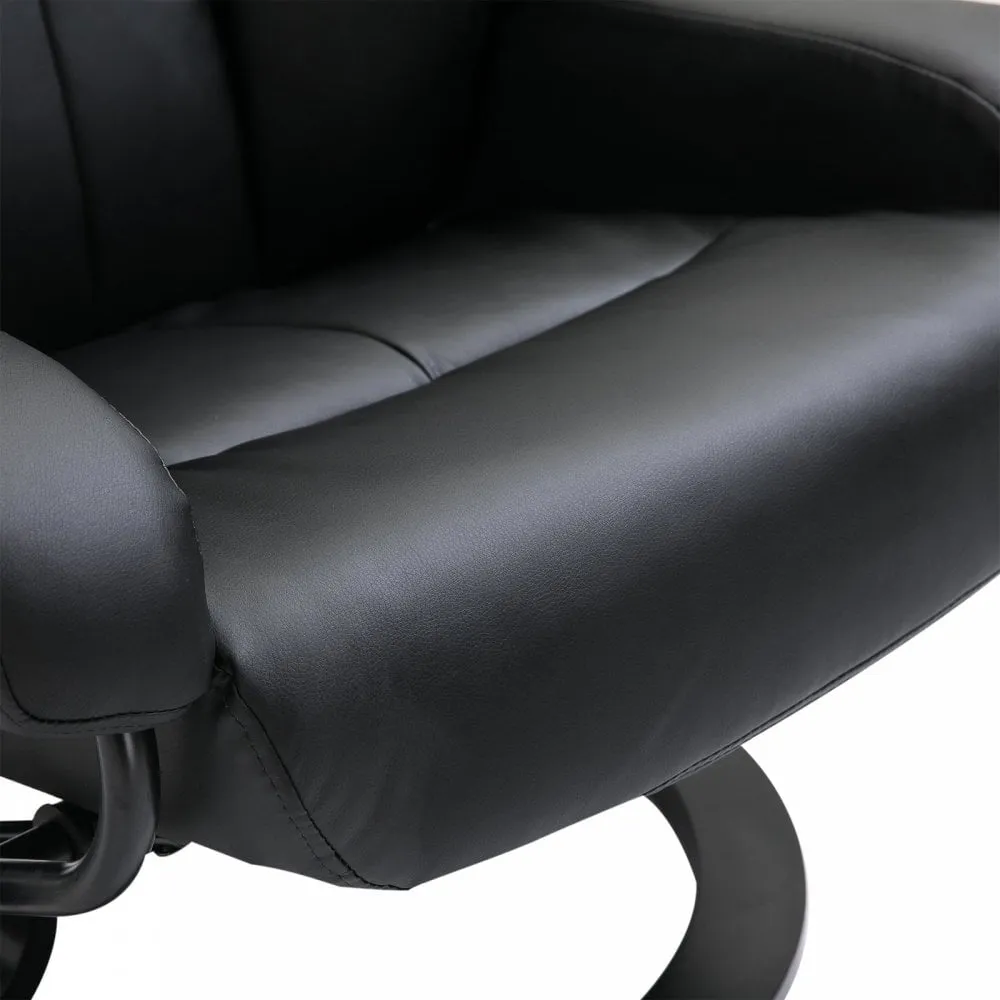 Reclining Massage Chair with Heat Foot Stool Black Luxury Fuax leather Electric Sofa Recliner 10 Massager Heat New Heated Footrest