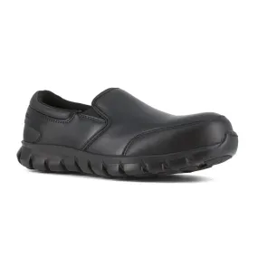 Reebok Women's Sublite Cushion Athletic Work Slip-on Composite Toe Rb036 In Black