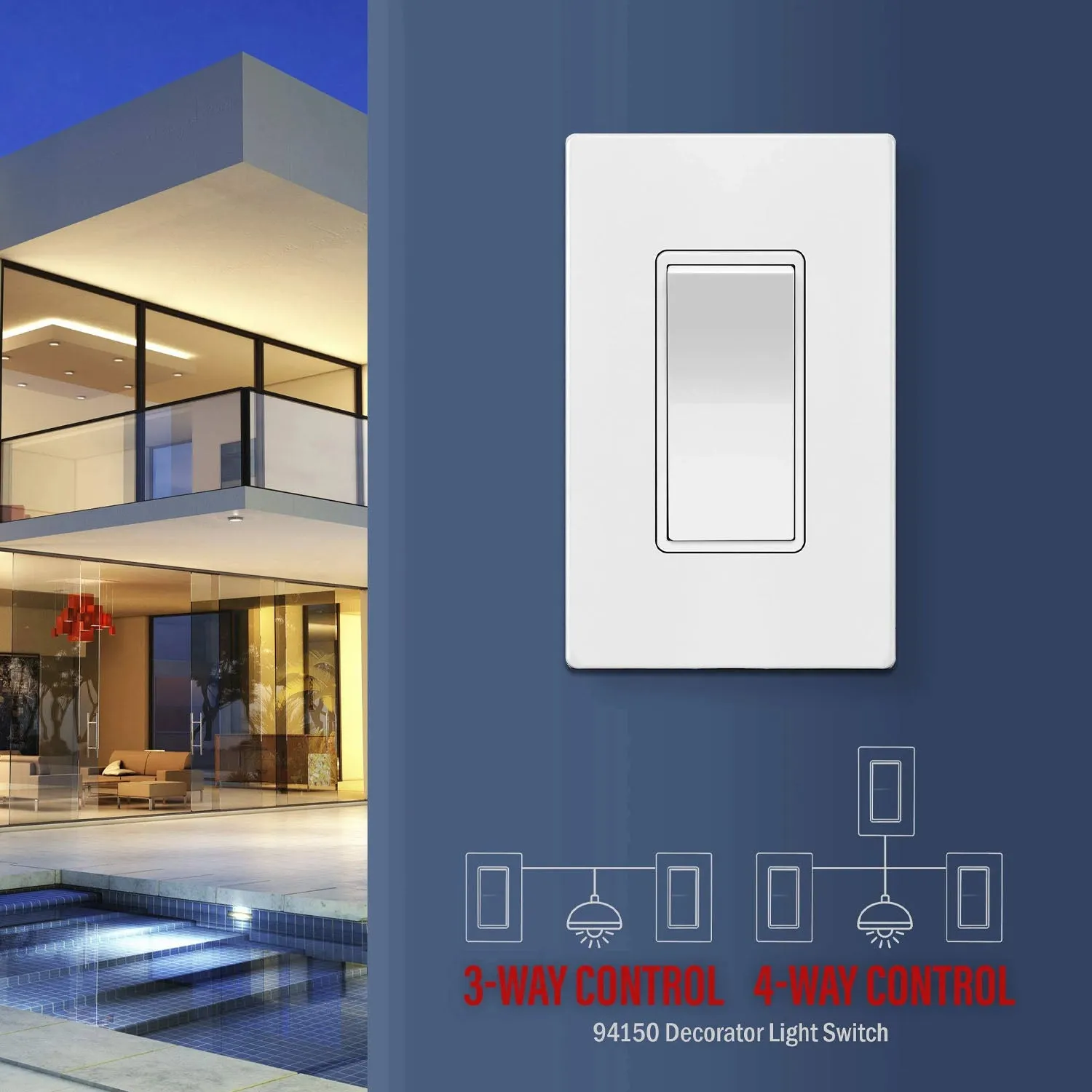 Residential Grade Decora 4-way Switch, White