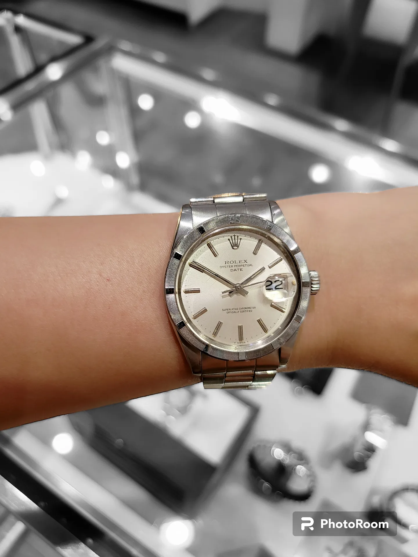 ROLEX - Oyster Perpetual Date Engine Turned Bezel 34mm