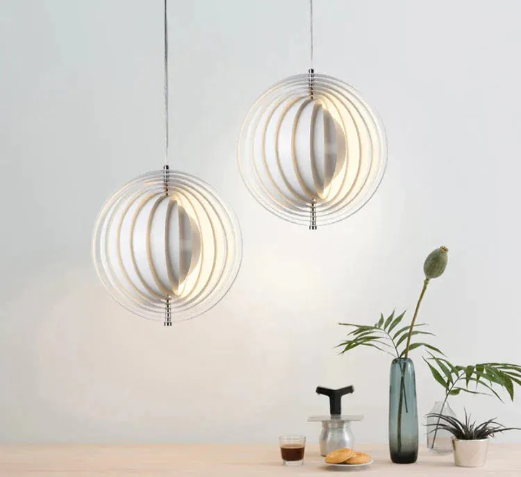 Rotary Moon Chandelier Living Room Bedroom Dining Room Lamps Wrought Iron Lamps