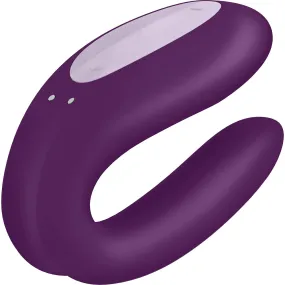 Enhanced Purple Satisfyer Double Joy Silicone Wearable Couples Vibrator with App-Controlled Dual Stimulation