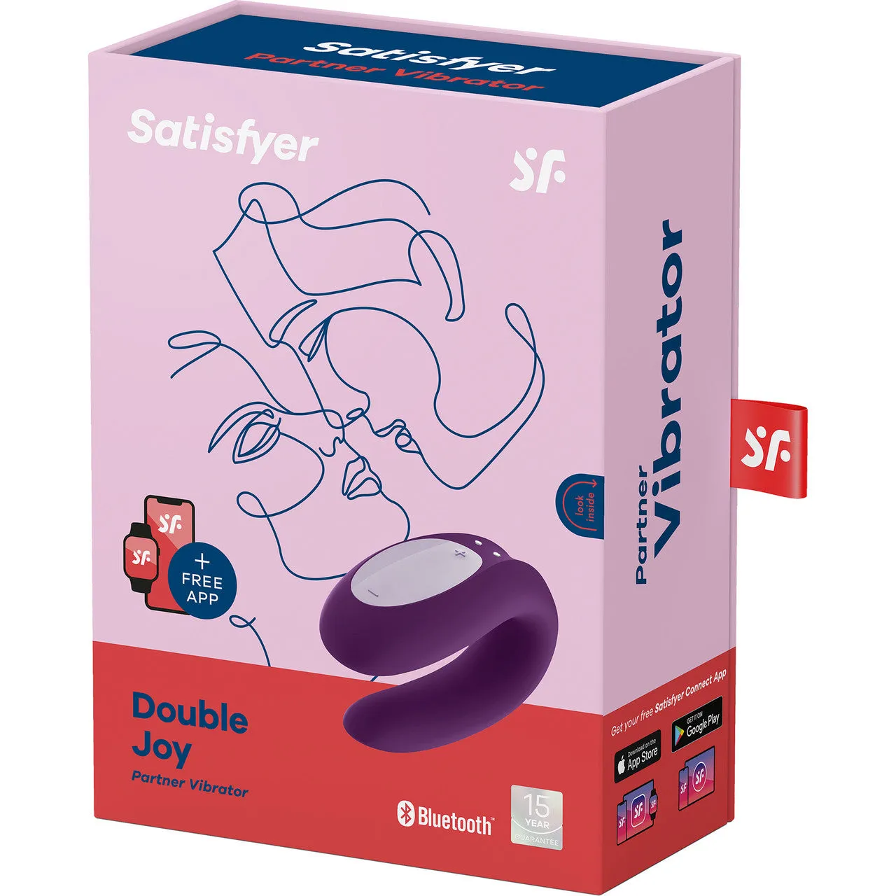 Enhanced Purple Satisfyer Double Joy Silicone Wearable Couples Vibrator with App-Controlled Dual Stimulation