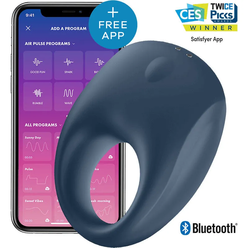 Rechargeable Silicone Vibrating Cock Ring with App Control - Satisfyer Strong One