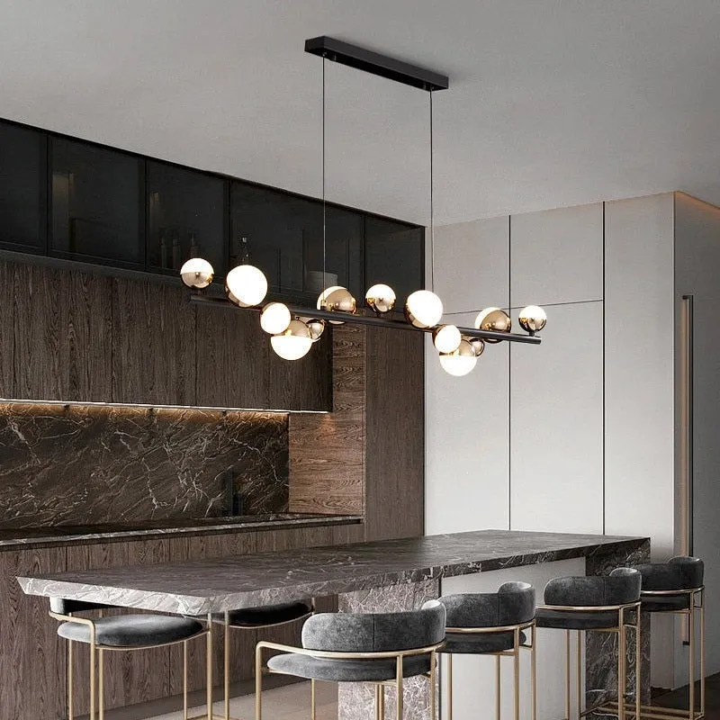 Simple And Creative Living Room Molecular Golden Chandelier Bedroom Nordic Personality Modern Designer Round Lamps