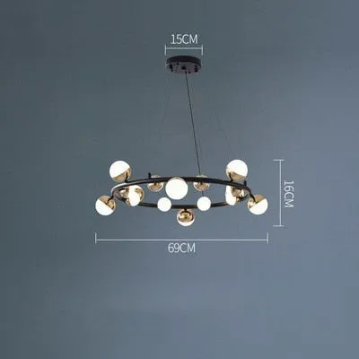 Simple And Creative Living Room Molecular Golden Chandelier Bedroom Nordic Personality Modern Designer Round Lamps