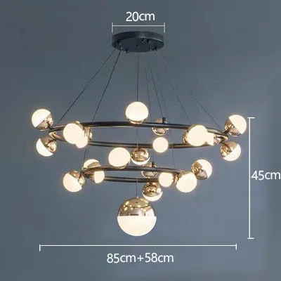 Simple And Creative Living Room Molecular Golden Chandelier Bedroom Nordic Personality Modern Designer Round Lamps