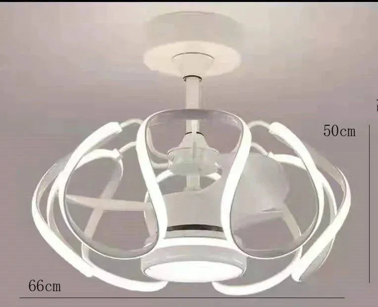 Simple Invisible Ceiling Fan Lamp Bedroom Dining Room with Electric Fan Chandelier Integrated