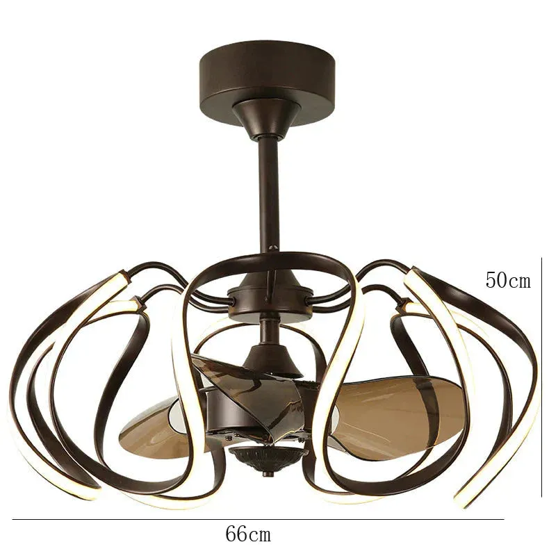 Simple Invisible Ceiling Fan Lamp Bedroom Dining Room with Electric Fan Chandelier Integrated
