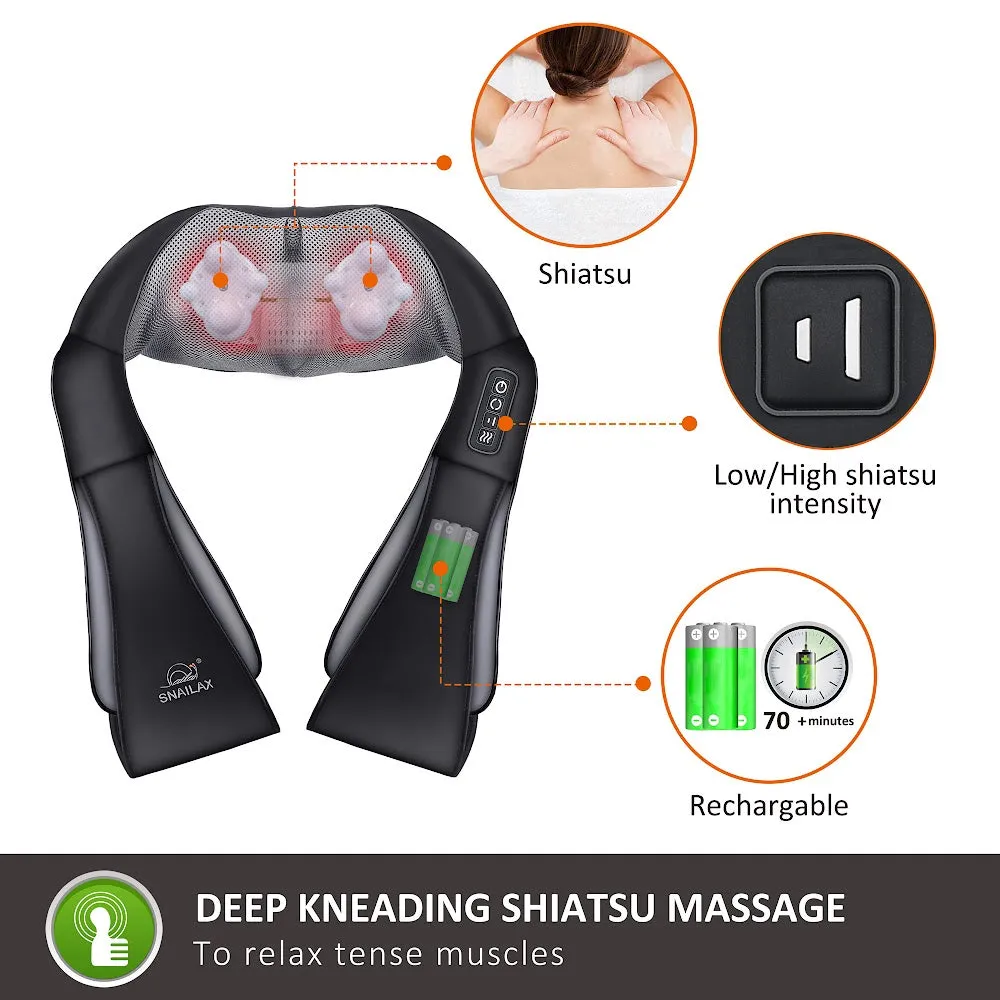 SL-632NC Snailax Neck Massager, Black, Cordless
